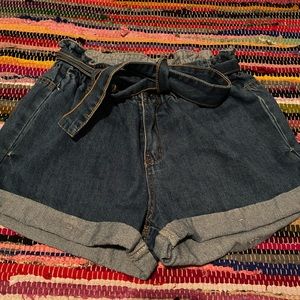 Denim Paper Bag Shorts